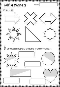 australian curriculum fractions worksheets and task cards year 1 by bee