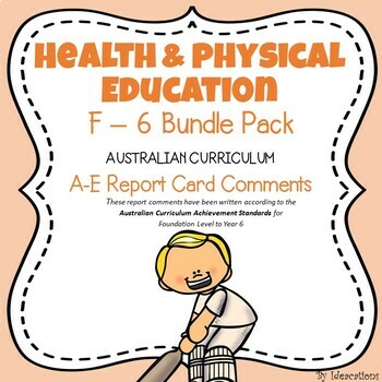 Preview of Australian Curriculum HPE Report Comments F - 6 Bundle Pack