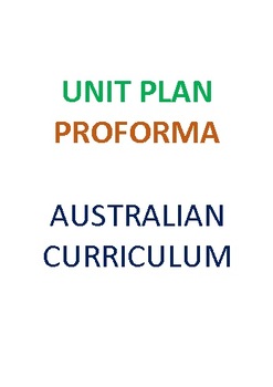 Preview of Australian Curriculum History Unit Plan Proforma