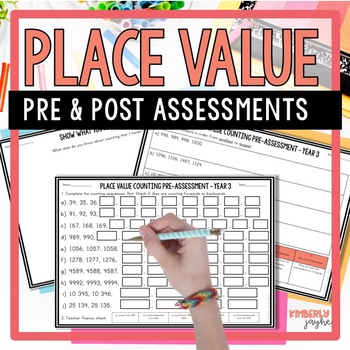 Preview of Australian Curriculum Math Place Value Counting to 10000 Pre & Post Test Year 3