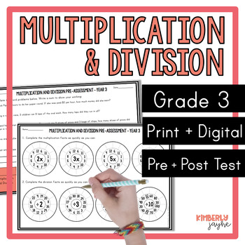 Preview of Australian Curriculum Multiplication and Division Math Pre & Post Test Year 3