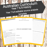 Australian Curriculum - History - Year 7 & 8 editable sour