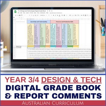 Preview of Australian Curriculum Report Comments Digital Grade Book Year 3/4 Design & Tech