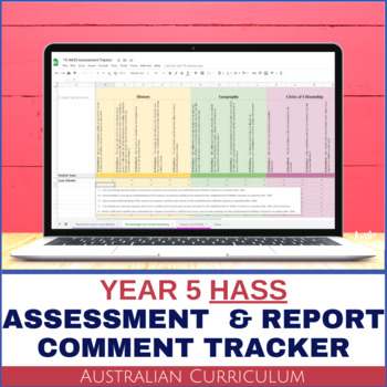 Preview of Australian Curriculum Report Comments Digital Grade Book for Year 5 HASS