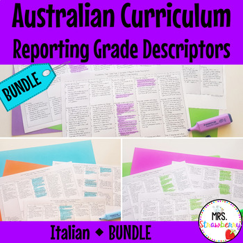 Preview of Australian Curriculum Reporting Grade Descriptors Italian BUNDLE