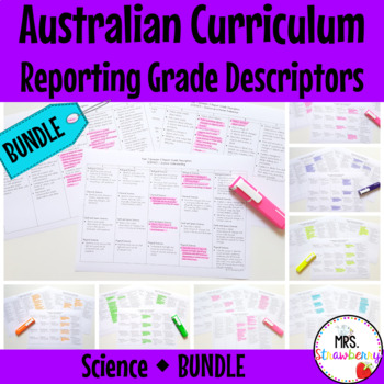Preview of Australian Curriculum Reporting Grade Descriptors Science BUNDLE