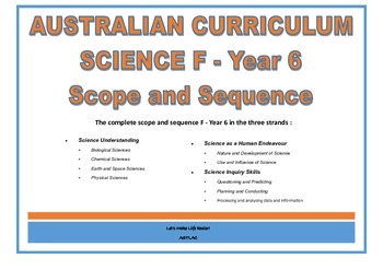 Preview of Australian Curriculum - Science Scope and Sequence F - Year 6
