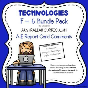 Preview of Australian Curriculum Technologies Report Comments F-6 Bundle Pack