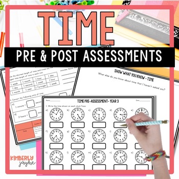 Preview of Australian Curriculum Time to the Minute Math Pre & Post Test Year 3