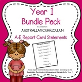 Australian Curriculum Year 1 Report Card Comments - Bundle Pack
