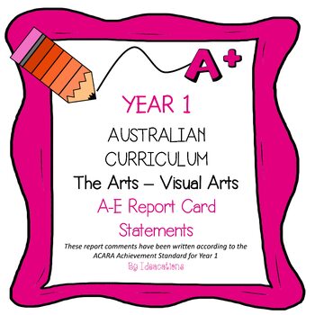 Preview of Australian Curriculum Year 1 Visual Arts Report Card Comments