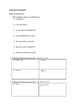 Preview of Australian Curriculum - Year 9 Linear Relations and Equations Revision