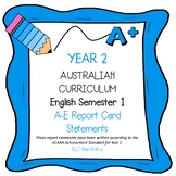 Australian Curriculum Year 2 English Report Card Comments 