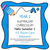 Australian Curriculum Year 2 Maths Report Card Comments - 