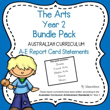 Preview of Australian Curriculum Year 2 The Arts Report Card Comments -  Bundle Pack