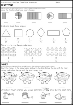 australian curriculum year 3 maths test by lauren fairclough tpt