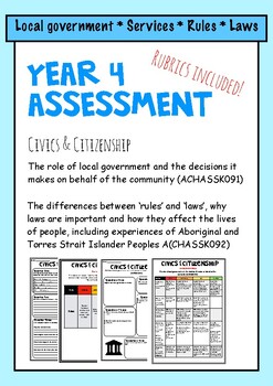 Preview of Australian Curriculum Year 4 Civics and Citizenship Assessment