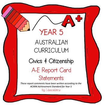 Preview of Australian Curriculum Year 5 Civics & Citizenship Report Card Comments