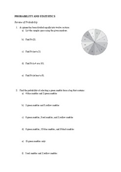 Preview of Australian Curriculum - Year 9 Probability and Statistics Revision