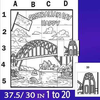 Preview of Australian Day Collaborative Coloring Poster/ Bulletin Board Crafts Activities