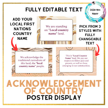 Preview of Australian First Nations Acknowledgement of Country Display Poster Sign EDITABLE