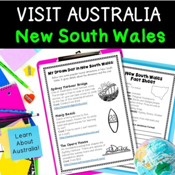 Preview of Australian Geography New South Wales | Australia Worksheets and Fun Activities
