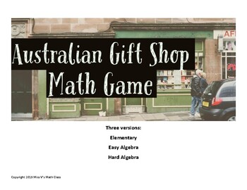 Preview of Australian Gift Shop Math Game in 3 levels