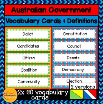 Preview of Australian Government Vocabulary & Definitions