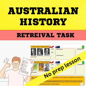 Preview of Australian History - WW1 - WW2 - 1914 - 1945 Retrieval task source worksheet