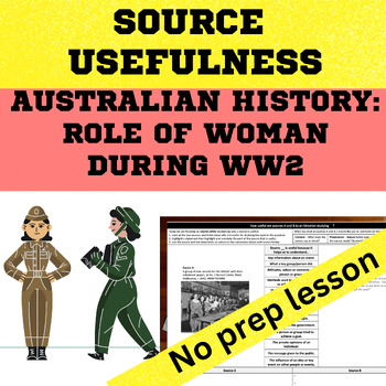 Preview of Australian History - Role of Women during WW2  Source Usefulness worksheet