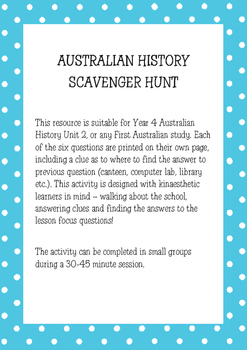 Preview of Australian History Scavenger Hunt