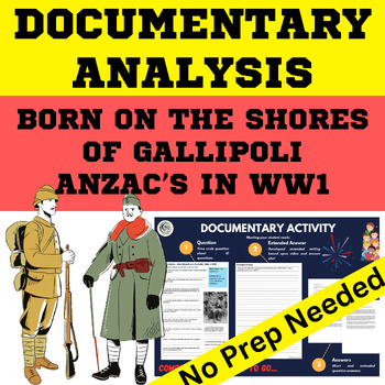 Preview of Australian History WW1 Anzac's in WW1 documentary digital worksheet + Slide deck