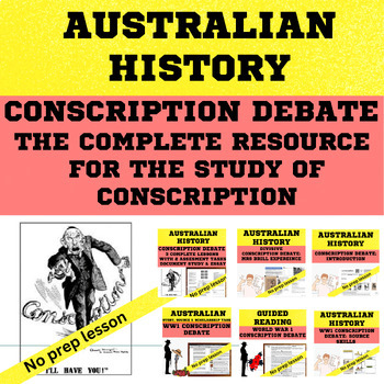 Preview of Australian History - WW1 Conscription Debate complete unit and 2 assessments