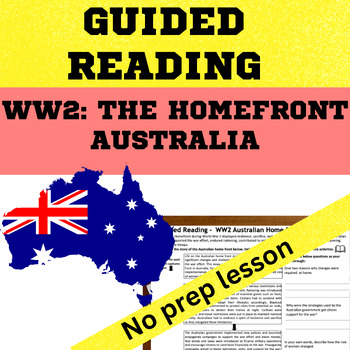 Preview of Australian History - WW2  The Home Front Guided Reading activity worksheet