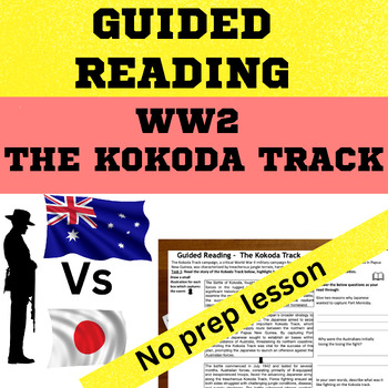 Preview of Australian History WW2 Kokoda Track Campaign Guided Reading worksheet, slides