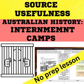 Preview of Australian History - WW2 internment camps Source Usefulness worksheet, slides
