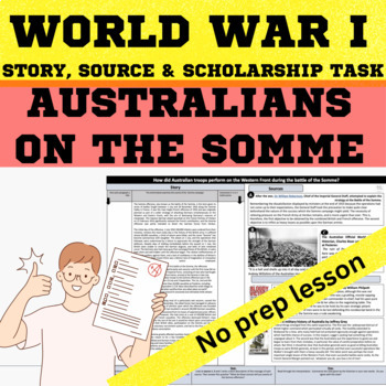 Preview of Australian History World War 1 - Australia on the Somme - Guided reading, Source