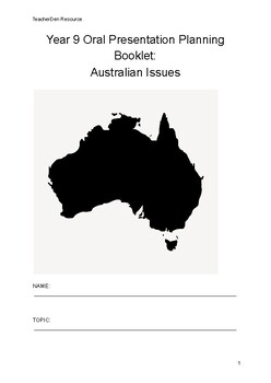 Preview of Australian Issues: Oral Presentation Planning and Assessment Booklet
