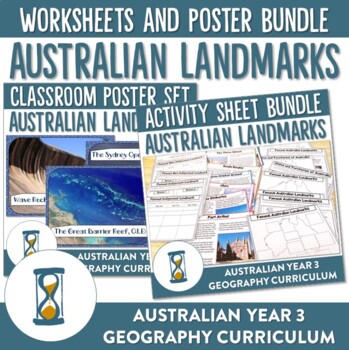 Preview of Australian Landmarks Worksheet and Poster Bundle