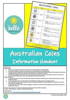 Preview of Australian Money COINS Information Handout!