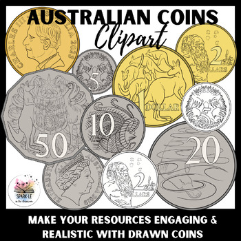 Preview of Australian Money Clipart | Coins | Maths Currency | Mathematics Number Clip Art