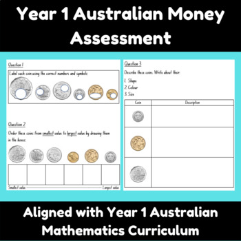 Preview of Australian Money Formative or Summative Assessment for Year 1