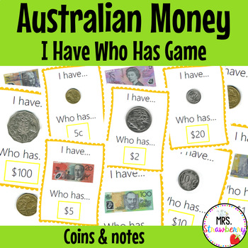 Preview of Australian Money I Have Who Has Game