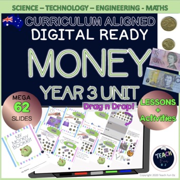 Preview of Australian Money Maths Unit Year 3 Grade Distance Learning Google Activities 62p