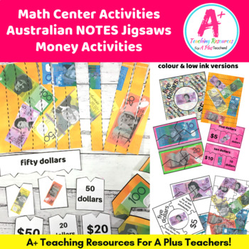 Australian Money NOTES Recognition Jigsaws by A Plus Teaching Resources