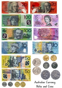 Preview of Australian Currency Printables - Notes & Coins