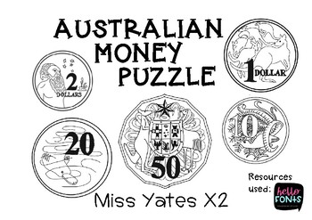 Australian Money Puzzle by MissYates X2 Teachers Pay Teachers