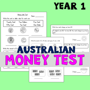 Preview of Australian Money Test for Year 1