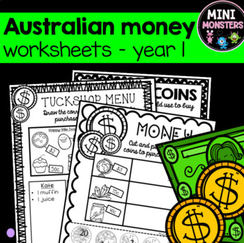 Preview of Australian Money Worksheets Adding, Counting & Ordering Values