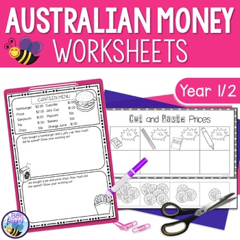 Preview of Australian Money Worksheets Year 1/2